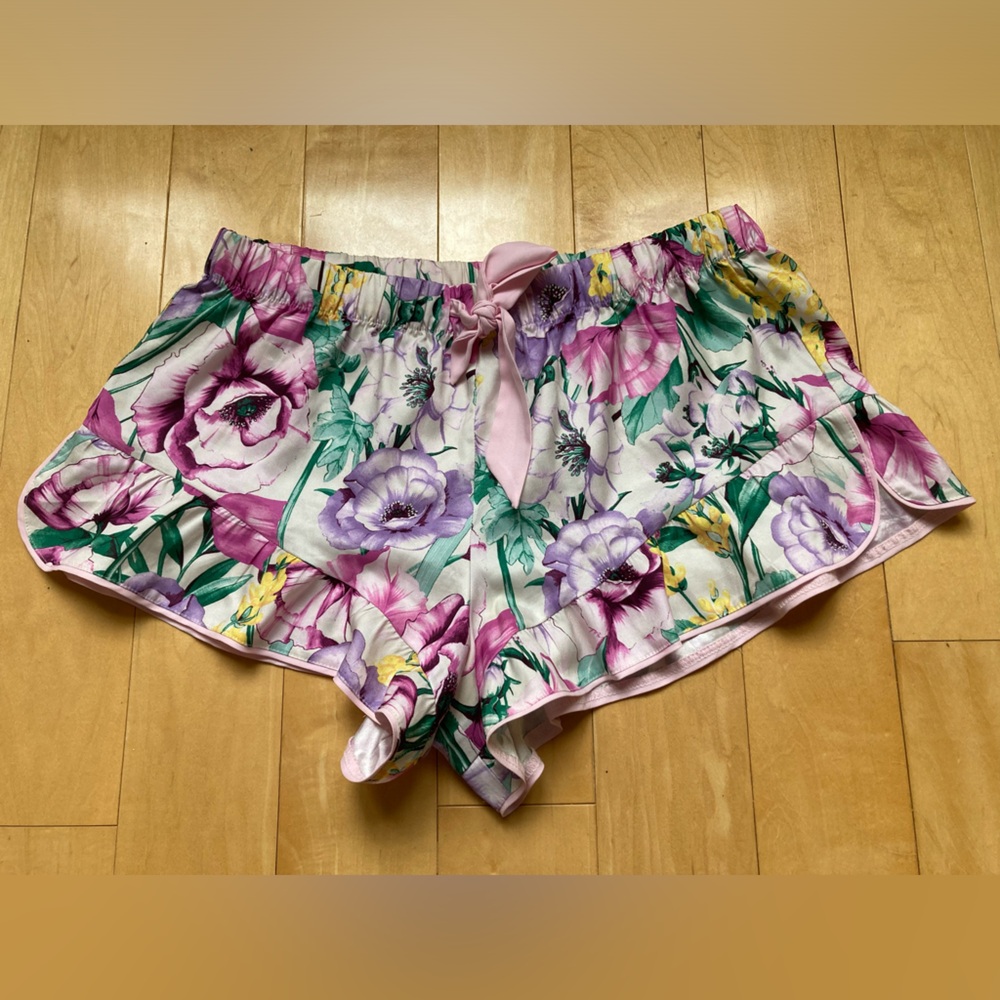 Victoria's Secret Floral Print Pajama Shorts Botanical Boho Feminine Cottagecore